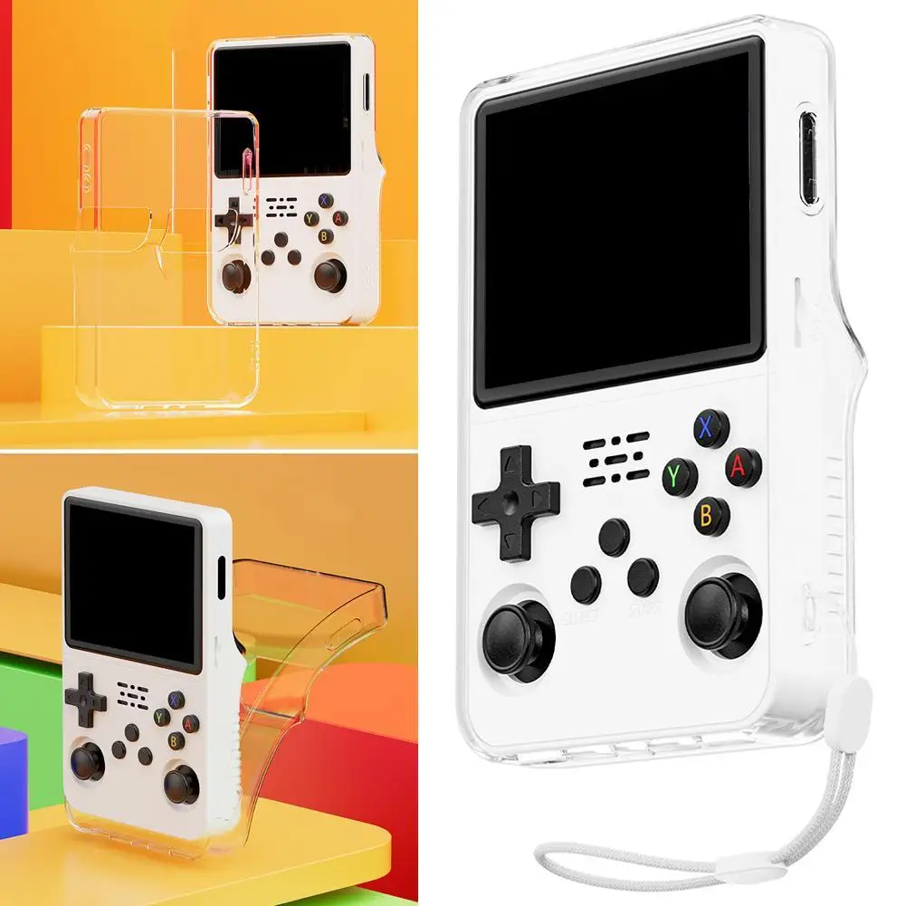 For R36s Protective Case Transparent Handheld Game Console Protective Cover Integrated TPU Soft Shell For R36s Shell