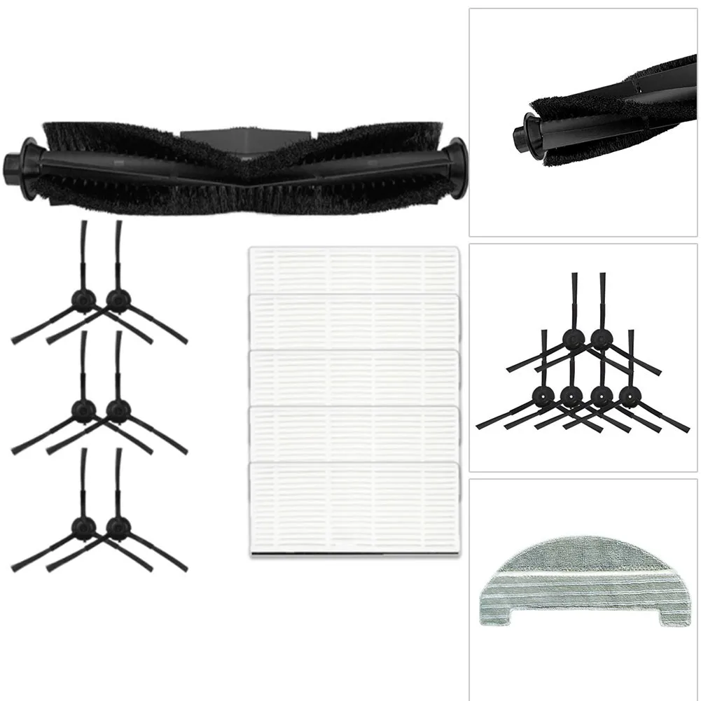

Functional Upgrade Set for M8 Pro Vacuum Cleaner with 6 Side Brushes 1 Main Brush 5 Filters and 2 Machine Washable Mop Cloths
