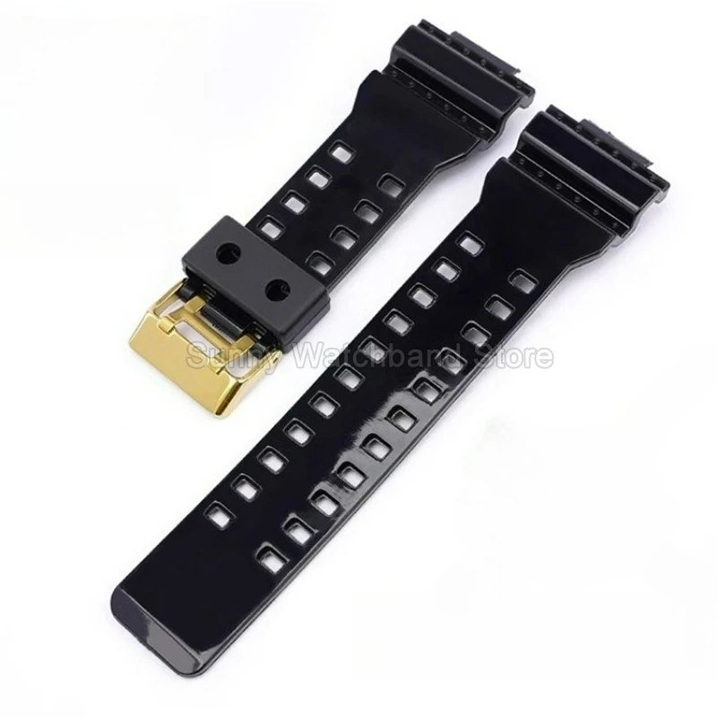 For Casio G-SHOCK GA300/400/700/710 16mm Black Silicone Watchband Matte Surface Soft Sweatproof Special Buckle Special Interface
