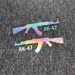 AK-47 Assault Rifle 2PCS Pair Car Stickers Funny Reflective Decals For Trunk Windshield Bumper Window Motorcycles Computer