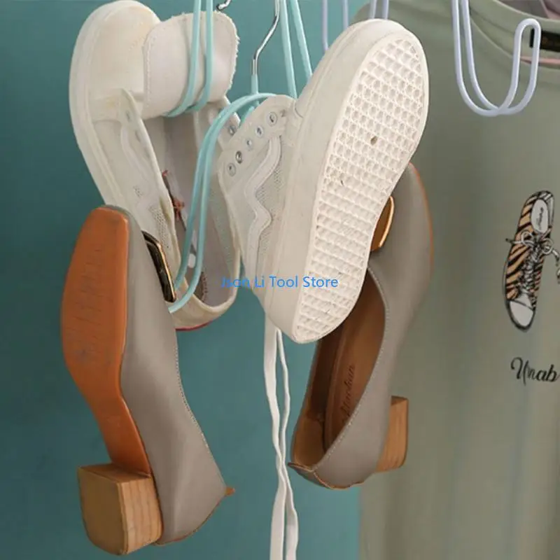 Y08D Sapatos multifuncionais cabides duplos ganchos cachecol à prova vento Sapatos gravata