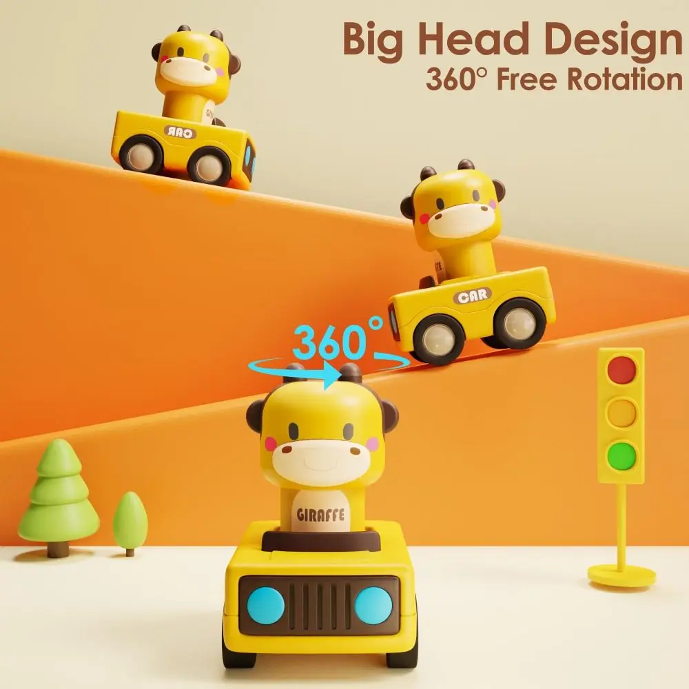 Grappige cartoon pers om mee te gaan auto speelgoed interactieve verjaardagscadeaus dier racewagen push go wrijving auto peuters 1-3