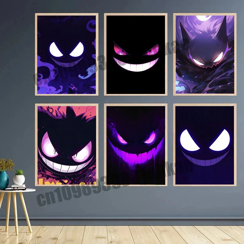

Anime Pokemon, Gengar, Art Poster, Canvas Paint, Wall Art, Suitable for Game Room Fashion Home Decor Mural Christmas Gift