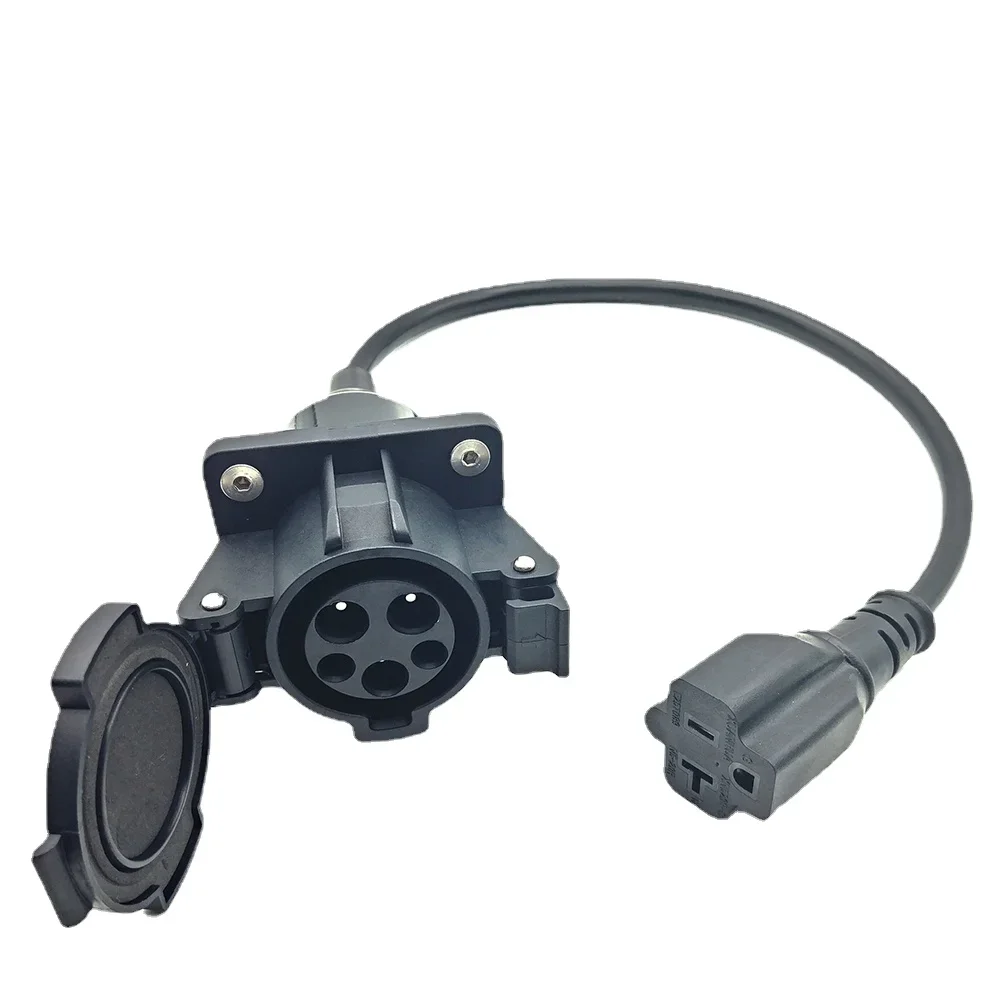 220V J1772 Type1 Socket To NEMA 5-15/5-20 EV Charger Adapter With 0.3M Cable for E-Bike/Scooter/One wheel