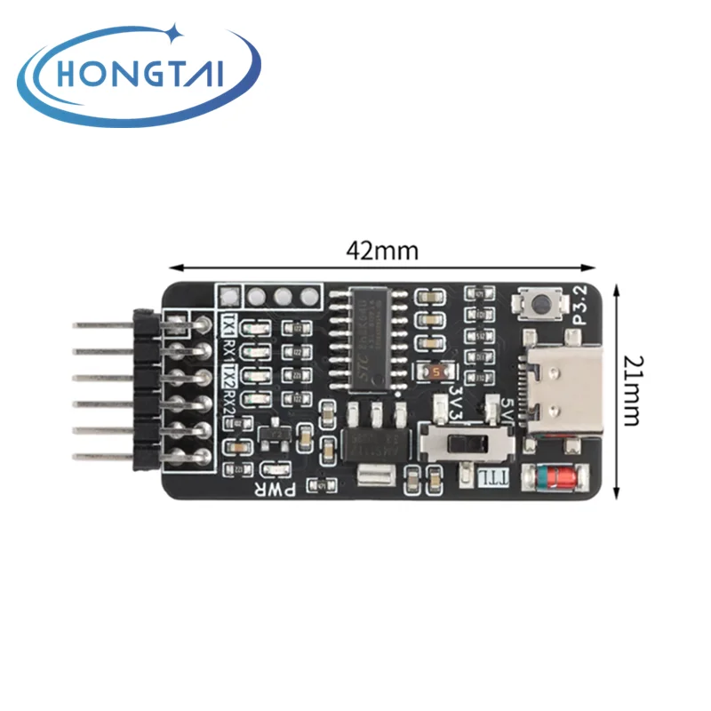 USB tipo C a unidad de puerto serie Dual CDC UART, Programa de microcontrolador ISP STC libre, quemador de descarga de arranque en frío, 5V/3,3 V TTL