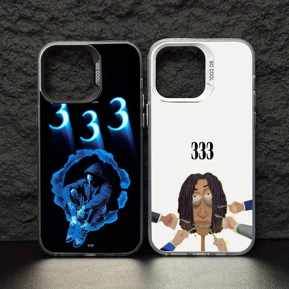 

M-Matue 333 Phone Case For iPhone17,16,15,14,13,12,11 Pro Max Blcak Colorful Silver Plated Inside Cover