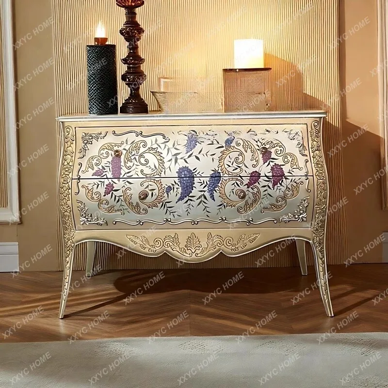 Home bucket cabinet Neoclassical entrance cabinet is opposite the door Painted bedroom storage decorative storage cabinet