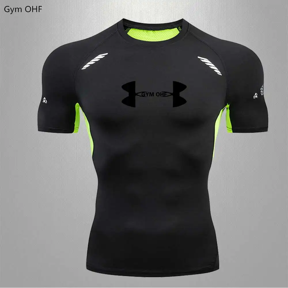 T-Shirt Men Gym Compression Sport Shirt Breathable Dry Fit Top Fitness Training Running T Shirts Rashguard Jiu Jitsu Sportshirts