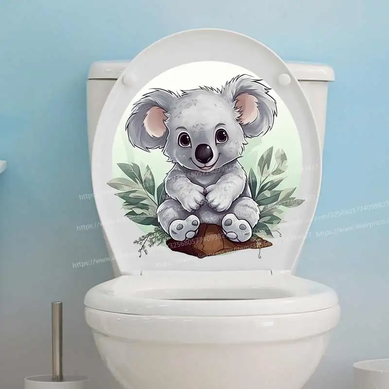 Cute Baby Koala Toilet Sticker Bathroom Toilet Cover Sticker Wall Stickers Animal Accessories For Home BathRoom Decoration S18