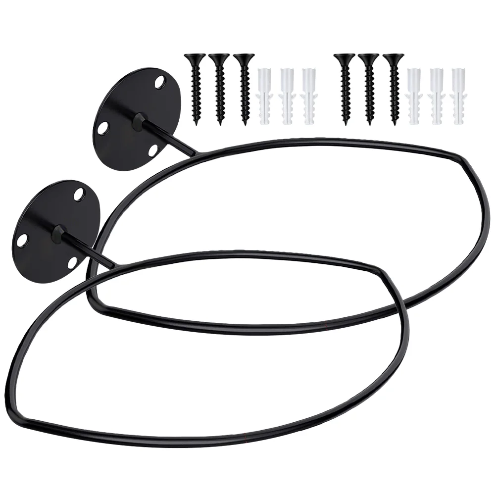 2 Pcs Storage Rack Rugby Wall Mount Fitness Sports Balls Holder Iron Football Decor