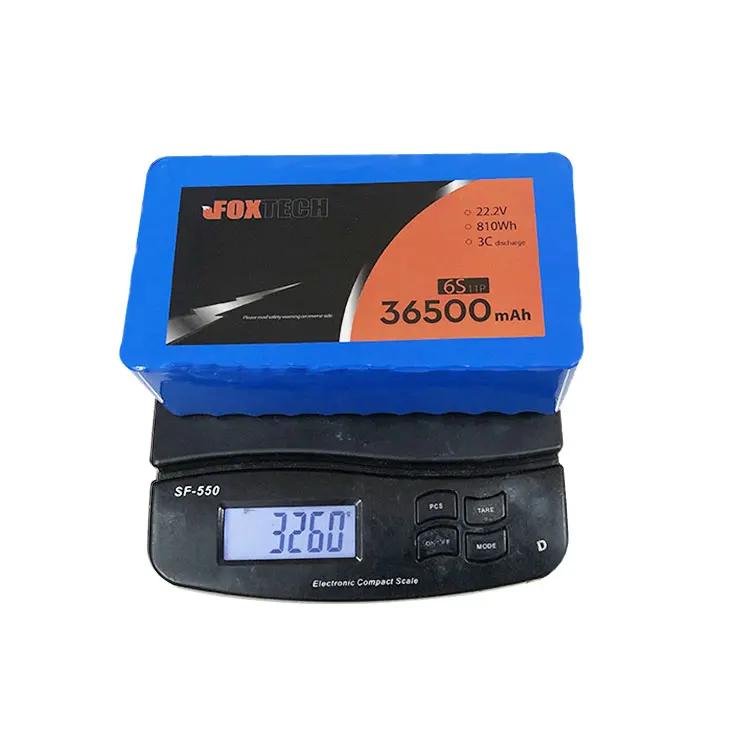 Foxtech แพ็คแบตเตอรี่ Li-ion อัตราการปล่อย3C 22.2V 6S 36500mAh สำหรับ VTOL