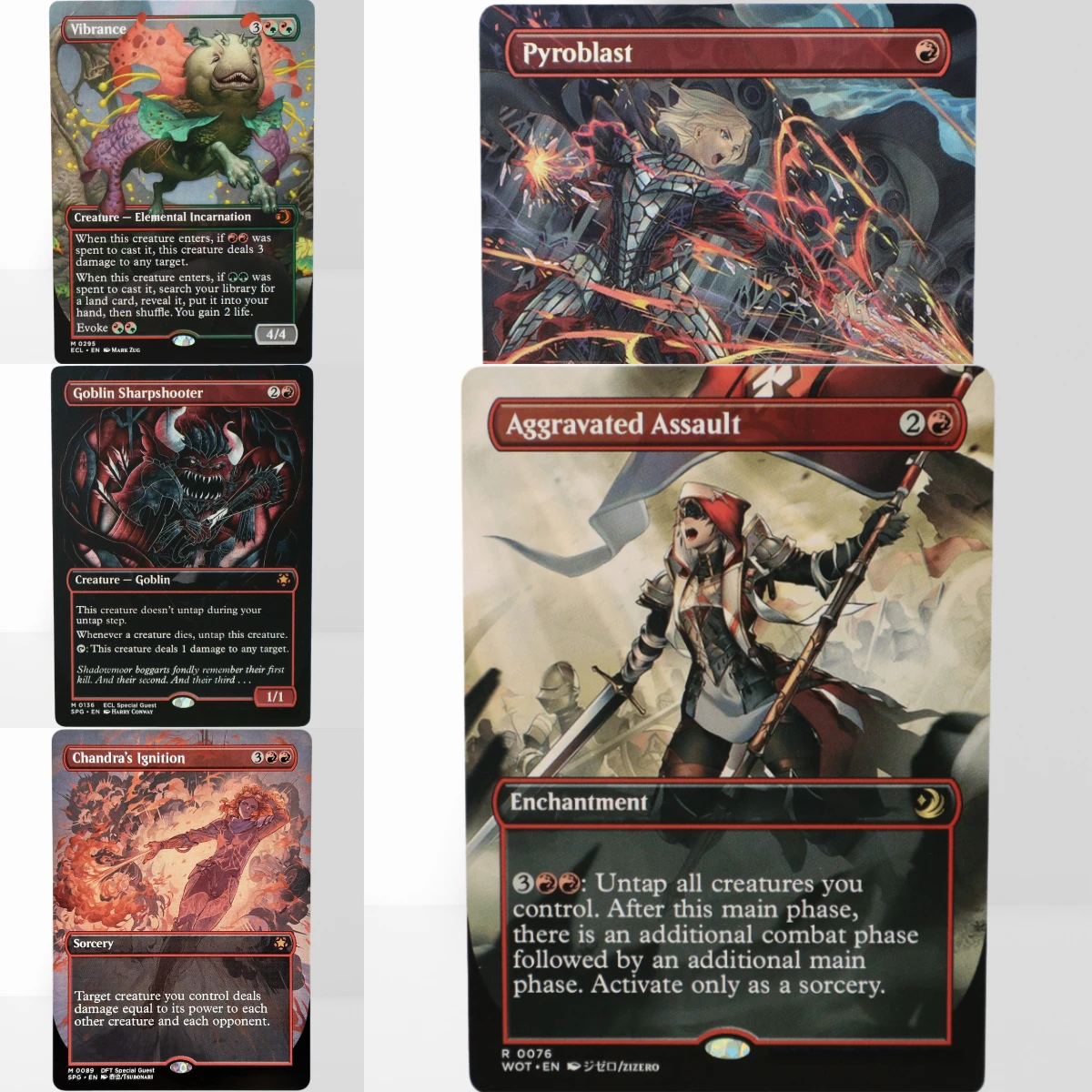 Cartas TCG HOLO Vermelhas TOP para Proxy Mágico: Talentos do Alquimista, Ignição de Chandra, Pyroblast Descolado e Bruto, Twinflame, Tyrant, Vibrance