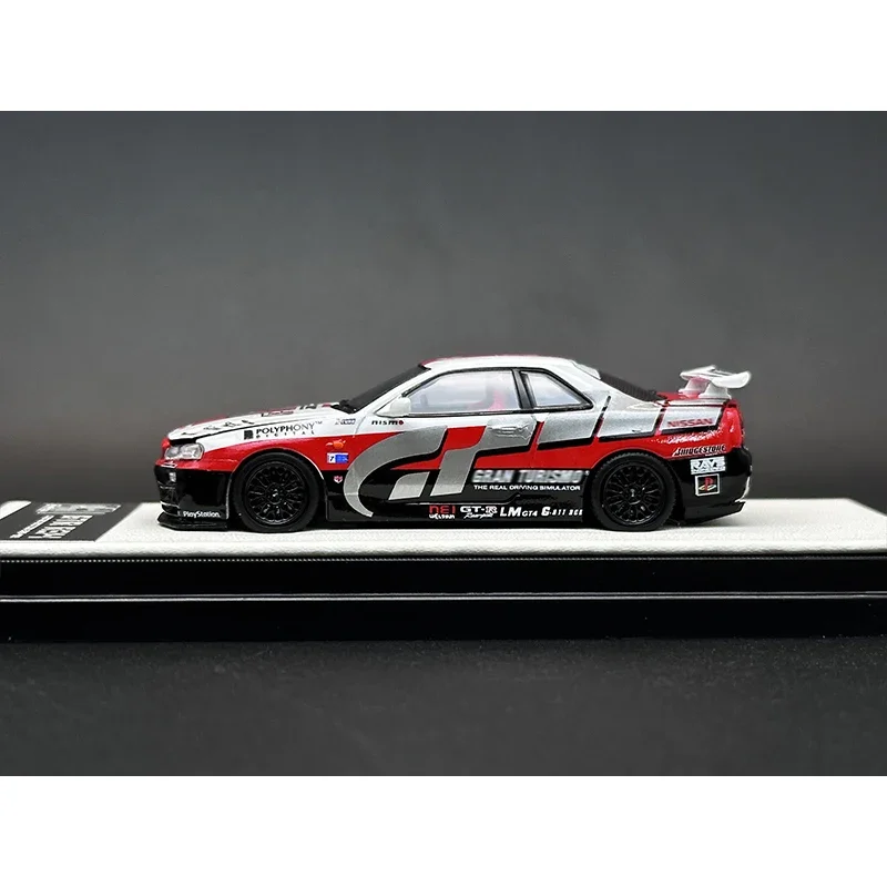 Modèle de voiture l'inventaire Skyline GTR R34, conteneur à capot ouvert, Diorama moulé sous pression, Collection de jouets d'art cool, CA, 1:64, en stock