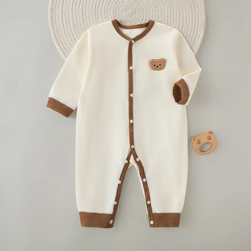 Newborn Baby Jumpsuit Clothing 100% Cotton Boys Girls Cute Printed Bear Bodysuit Babe Pajamas for Four Seasons 3-6-9-12M