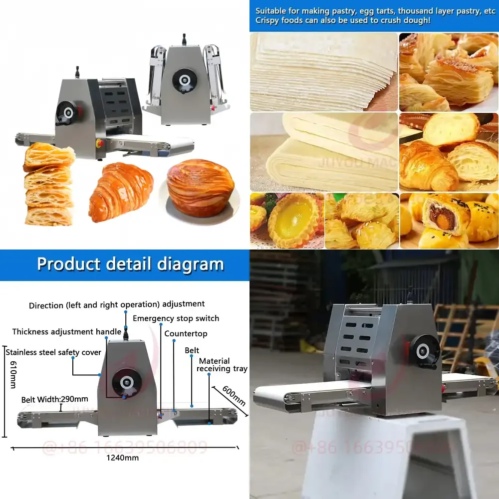 Professional Electric Pastry Bread Dough Sheeter Kneader Bakery Laminator Laminoir Making Machine