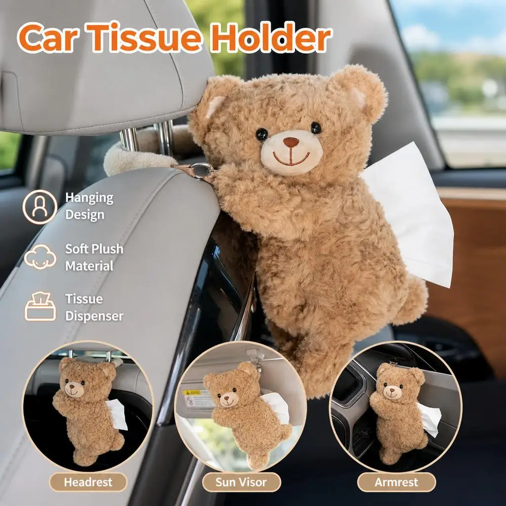 Auto-Taschentuchbox-Halter Cartoon Hängende Kopfstützen-Taschentuch-Aufbewahrungstasche Plüsch-Puppe Taschentuchbox Rücksitz-Serviettenhalter Auto-Innenraum – Detail 12