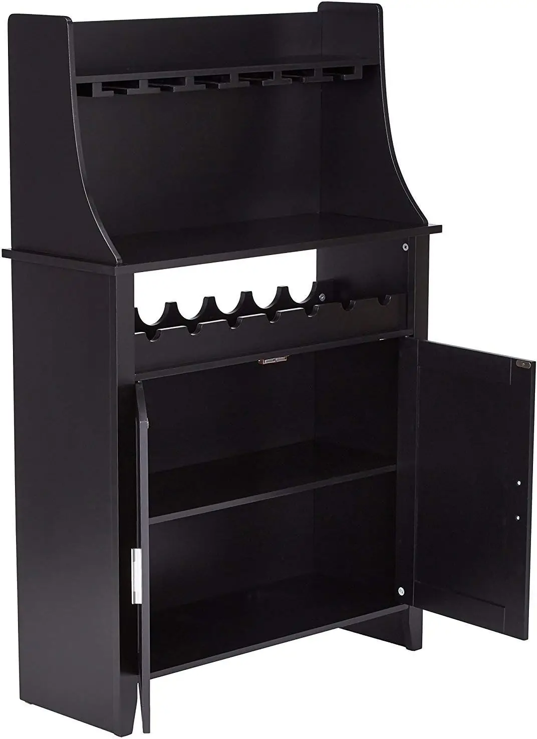 Wood Wine Rack Buffet & Storage Cabinet, Black, WR1345