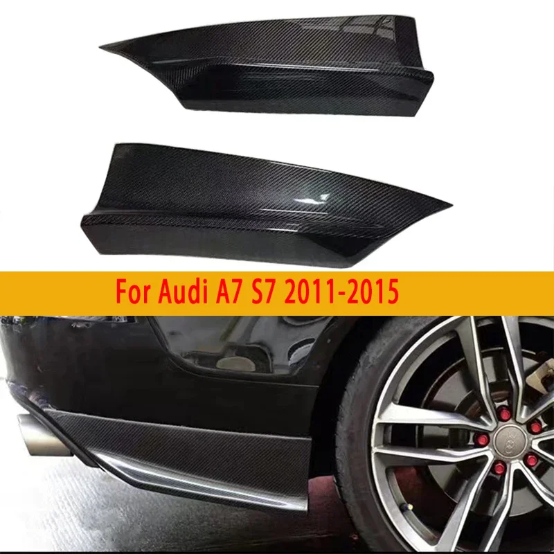 For Audi A7 S7 2011-2015 Carbon Fiber wrap angle Car Rear Bumper Splitter Corner Trim Cover Rear Chin Car Accessories