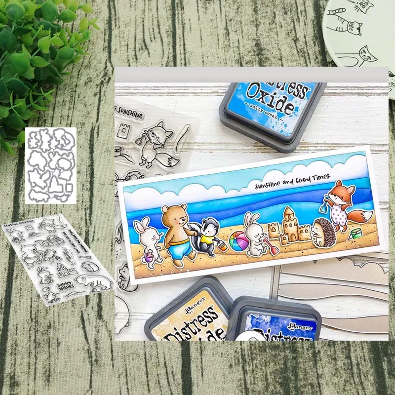 Beach play Metal Cutting Dies and Stamps for Scrapbooking Steel Craft Die Cut Embossing Paper Card Album Stencil