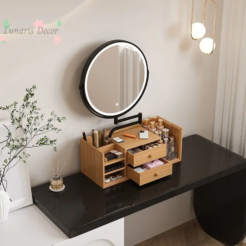 New Internet celebrity multifunctional makeup mirror desktop desktop storage cosmetics jewelry storage box dresser mirror