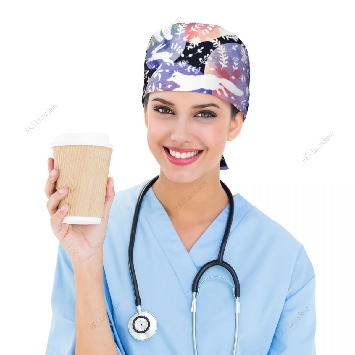 Gros aquarelle fée animaux chapeau nettoyage casquette de travail drôle Salon soins infirmiers casquette mâle chirurgical chapeau gommage casquettes