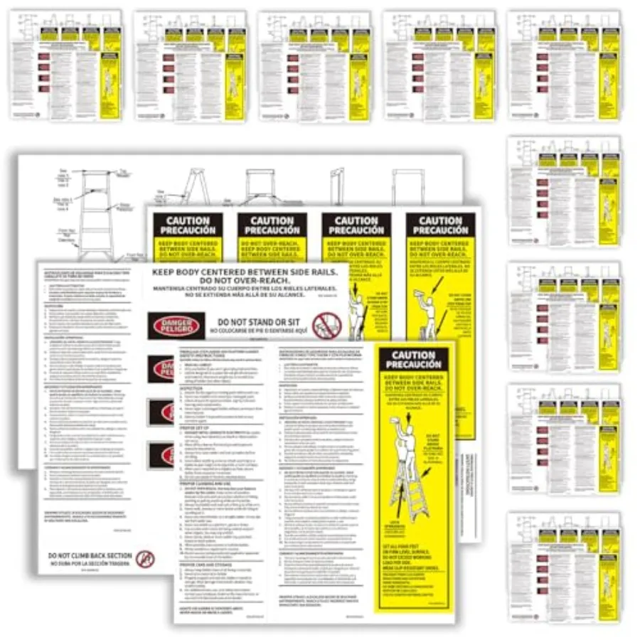 

Step Ladder Safety Label Extension Ladder Stickers Replacement Label Kit Compatible with Ladder Inspection Stickers for Werner