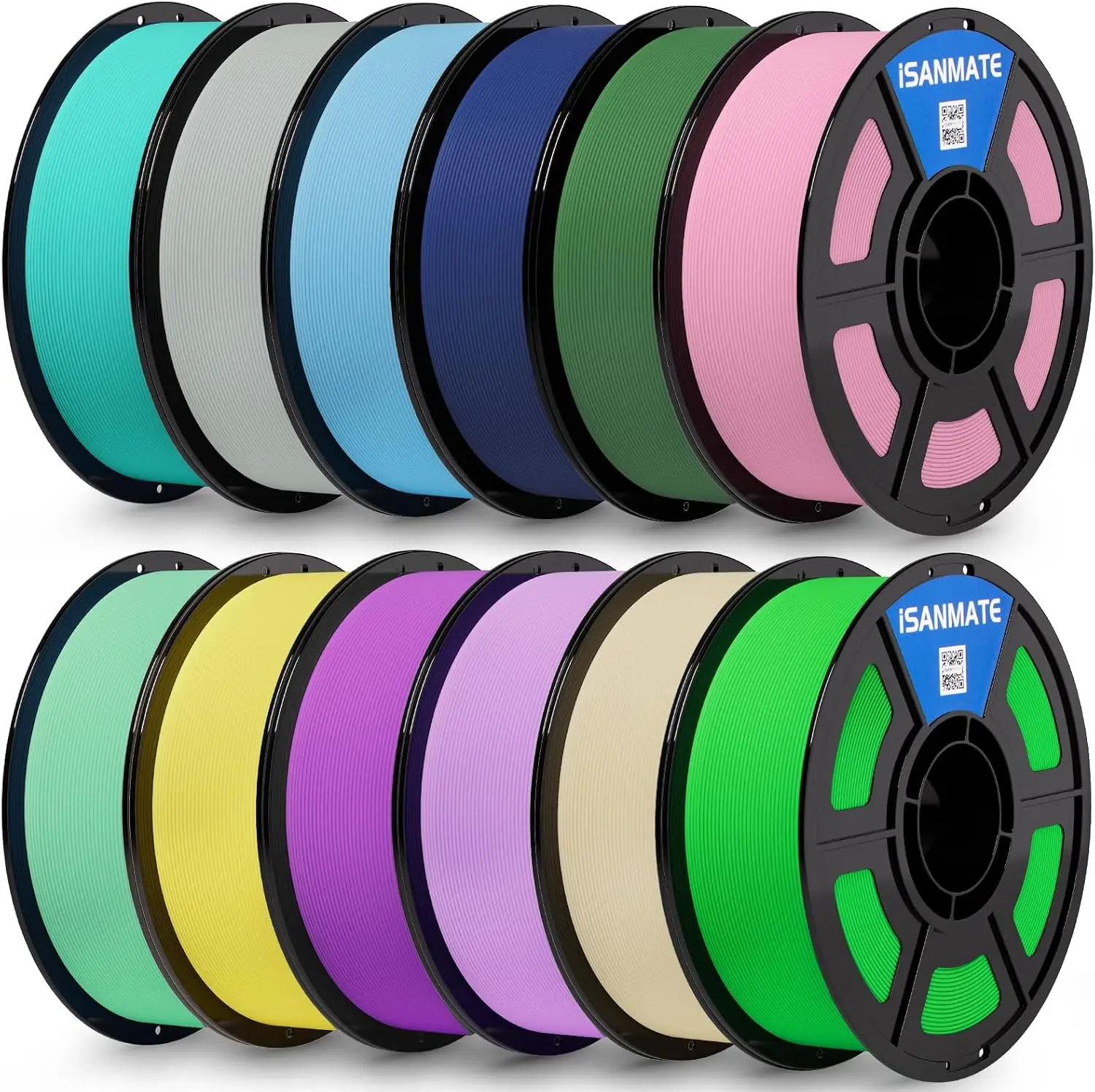 Matte PLA 3D Printer Filament Fast Printing Speed Dimensional Accuracy ±0.02mm 12 1kg Navy Pink Army Green Yellow Mint Green Lig