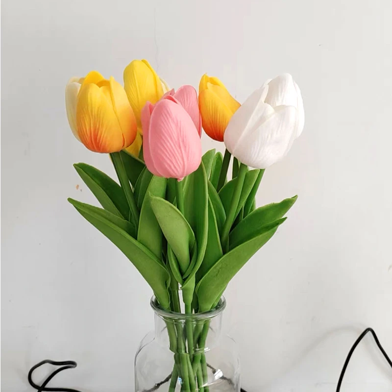 

10pcs 35cm Tulip Artificial Flower Bouquet 25 Color PU Real Touch Fake Flower for Home Garden Vase Wedding Christmas Decoration