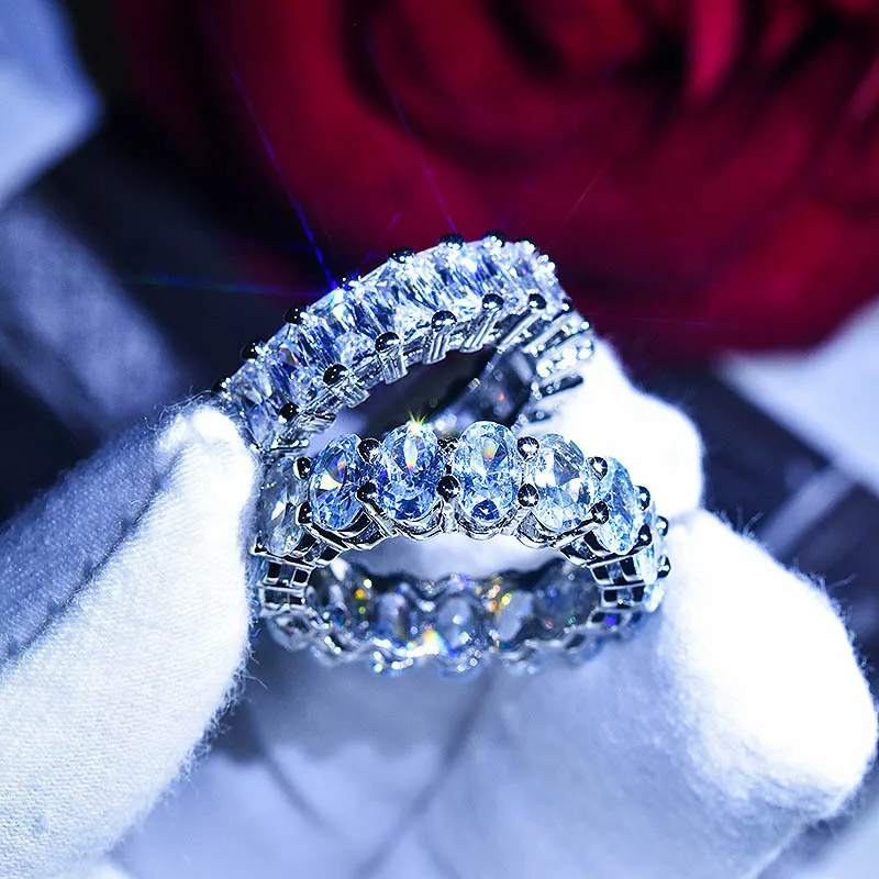 S925 Sterling Silver Women's Ring Featuring Brilliant Cut Stones Elegant Index Finger Row Diamond Ring for Modern Fashionistas