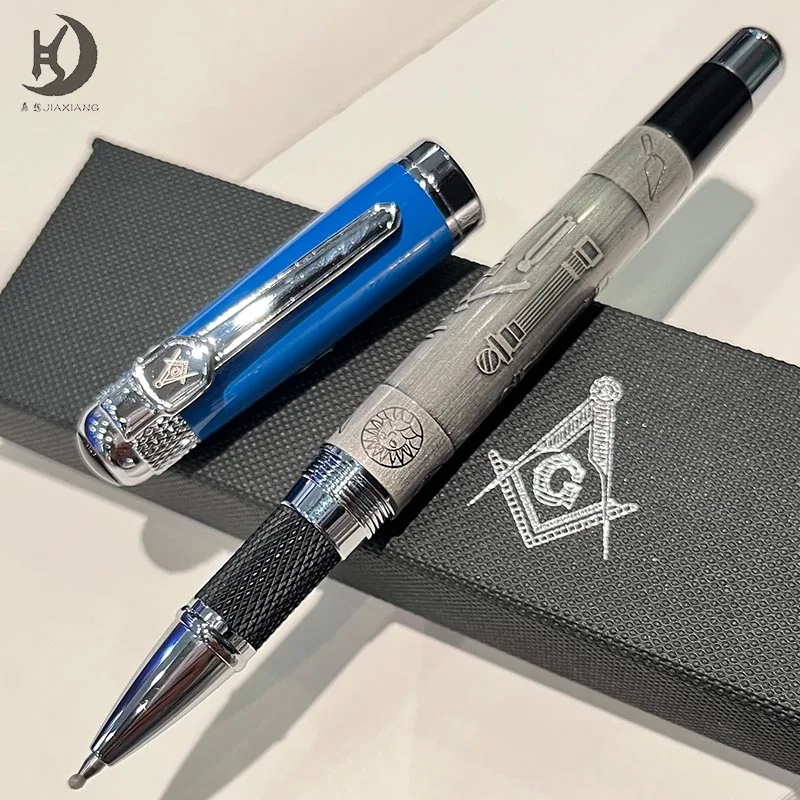 Masonic Symbols Noblest Ancient Silver Heavy Weight Silvery Clip Masonic Writing Rollerball Pen With Gift Box