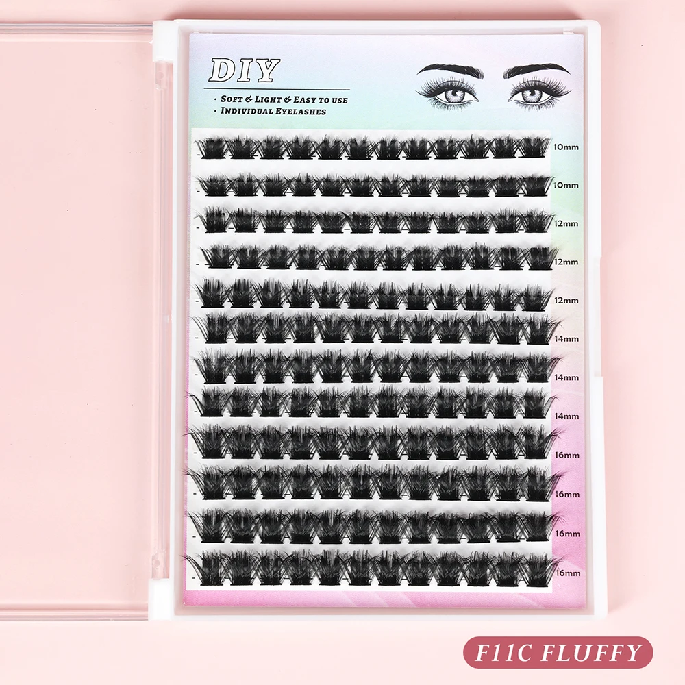 Cluster Wimperverlenging 10-16mm Mix Pluizige Natuurlijke Dikke Lash Clusters 60D80100D Piekerige Individuele 3D Nertsen Wimperverlenging