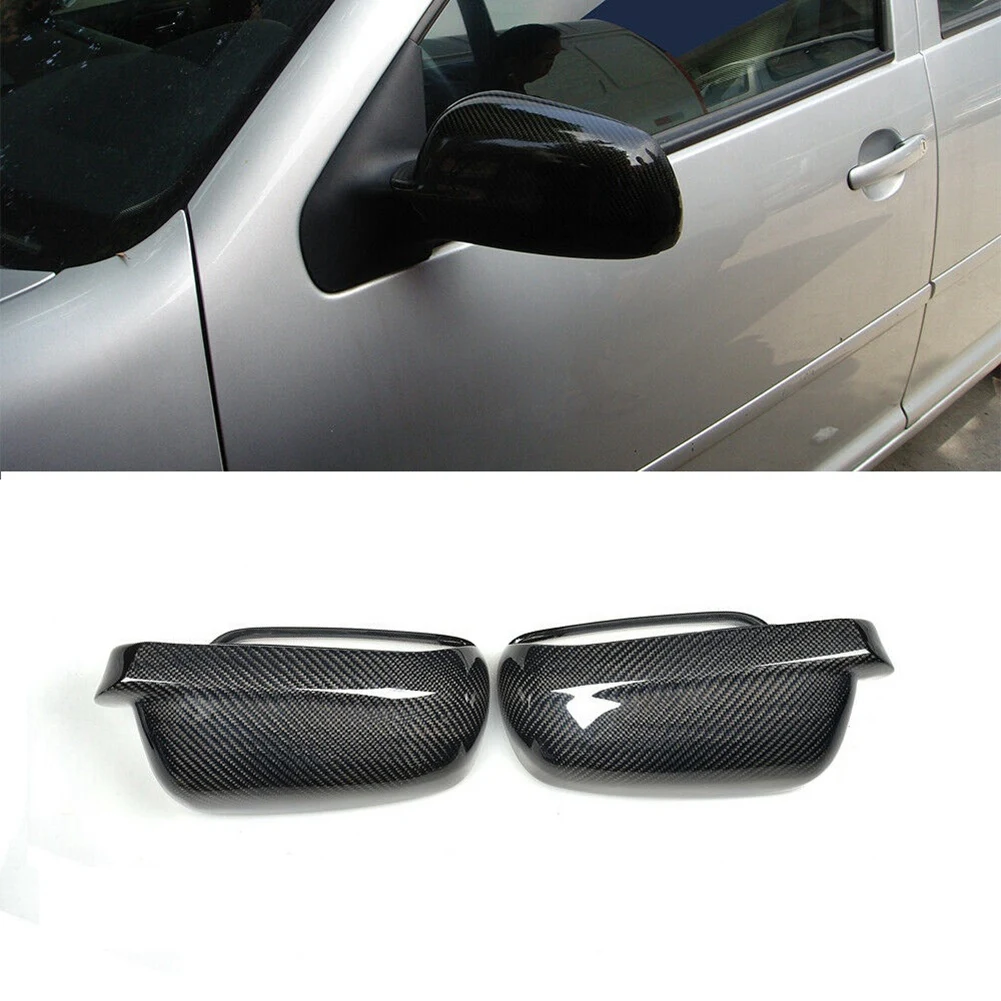 

4X Carbon Fiber ABS Side Rear View Mirror Cover Replacement For Bora 1998-2009-N25R