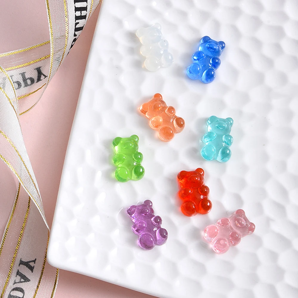 20PCS 18x12mm Clear Bear Candy Series Resin Flatback Cabochons For Hairpin Scrapbooking DIY Jewelry Craft Decoration Accessories