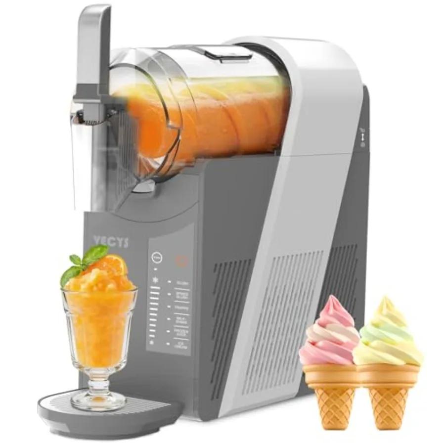 6-in-1 Slushie Machine Frozen Drink Maker for Home: Medical-Grade High-Impact BPA-Free Jar, Grey, 10-Level Texture Control 60-M
