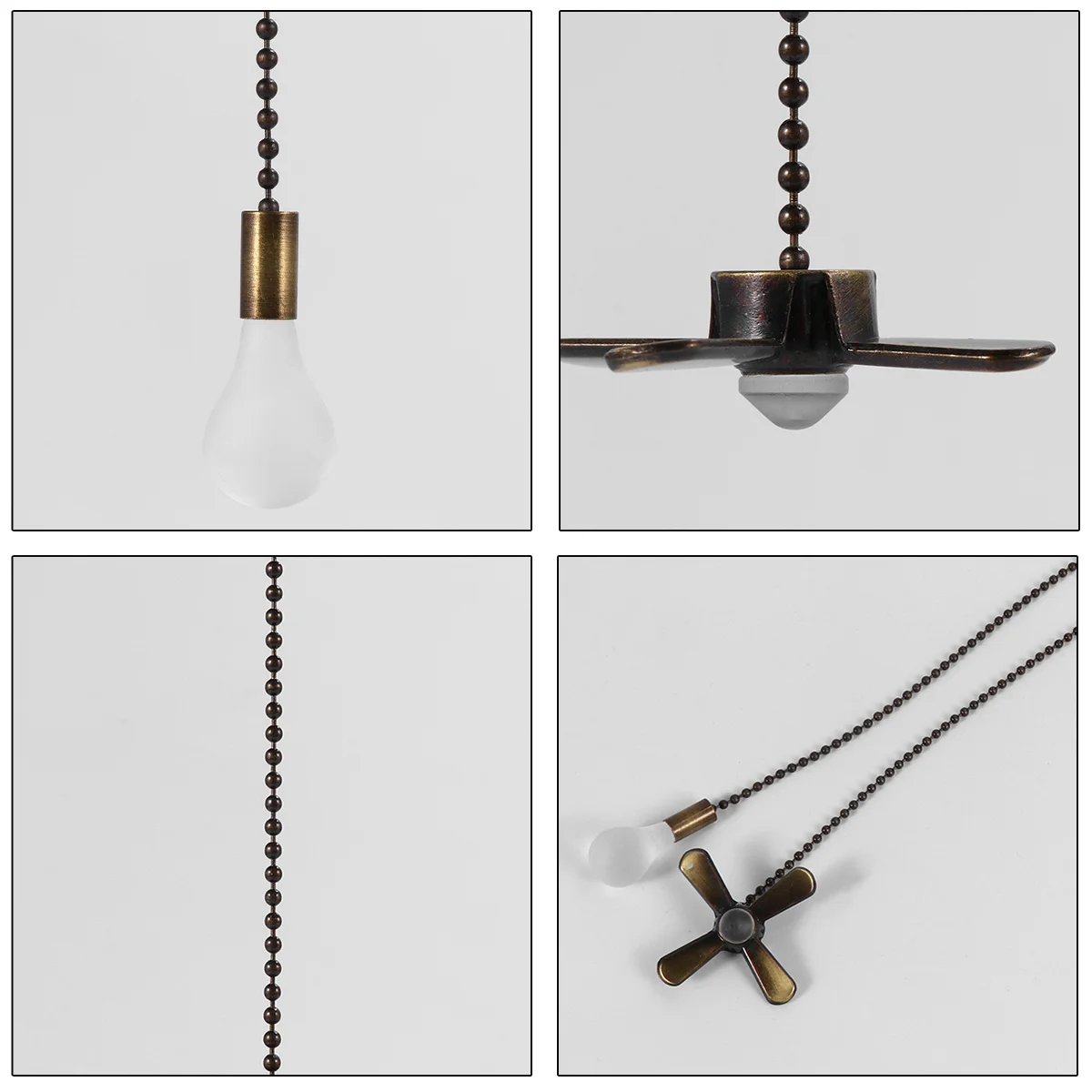 

2Pcs Ceiling Fan Chain Pulling Pendant Vintage Design Durable Metal Pull Chain Extension Replacement