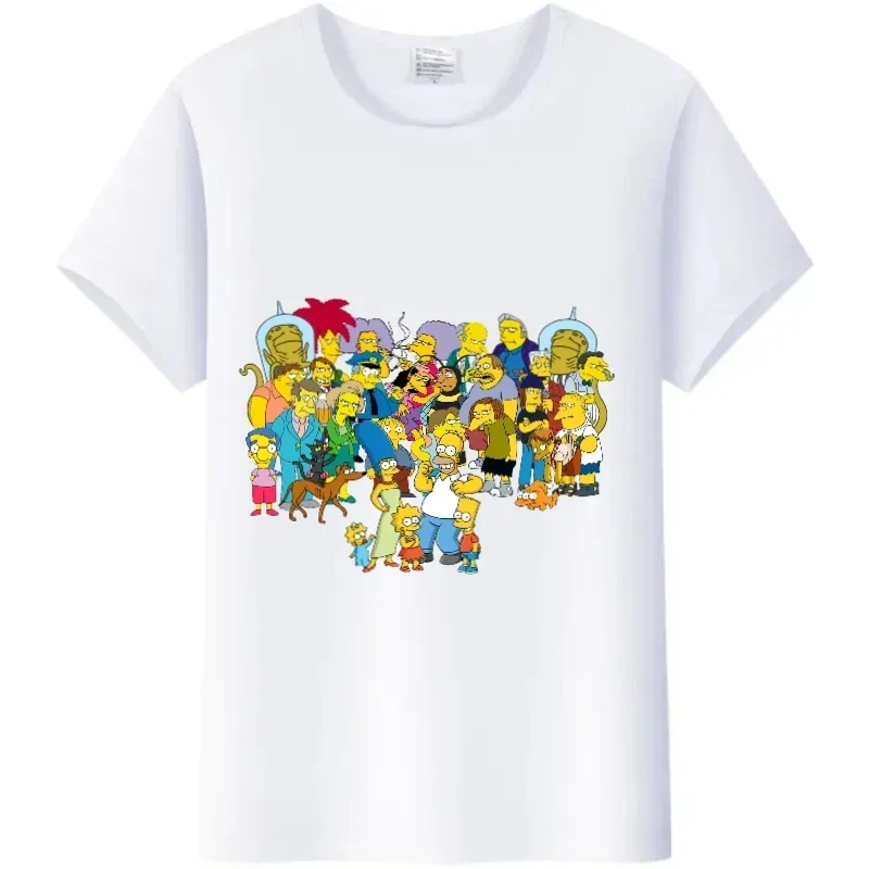 Casual The Simpsons Cartoon Printed Children T-shirt Fashion Kid Boy Girl Clothing Summer Short Sleeved Cotton Top Baby Cute Tee