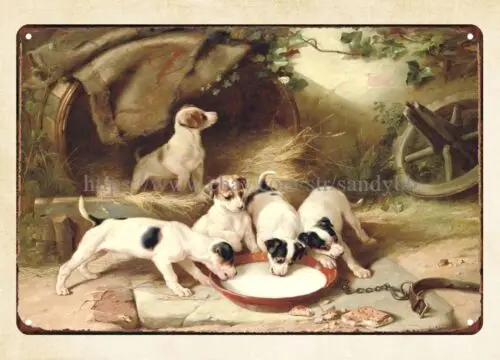 Walter Hunt (1860-1941) , Puppies' breakfast metal tin sign modern art prints