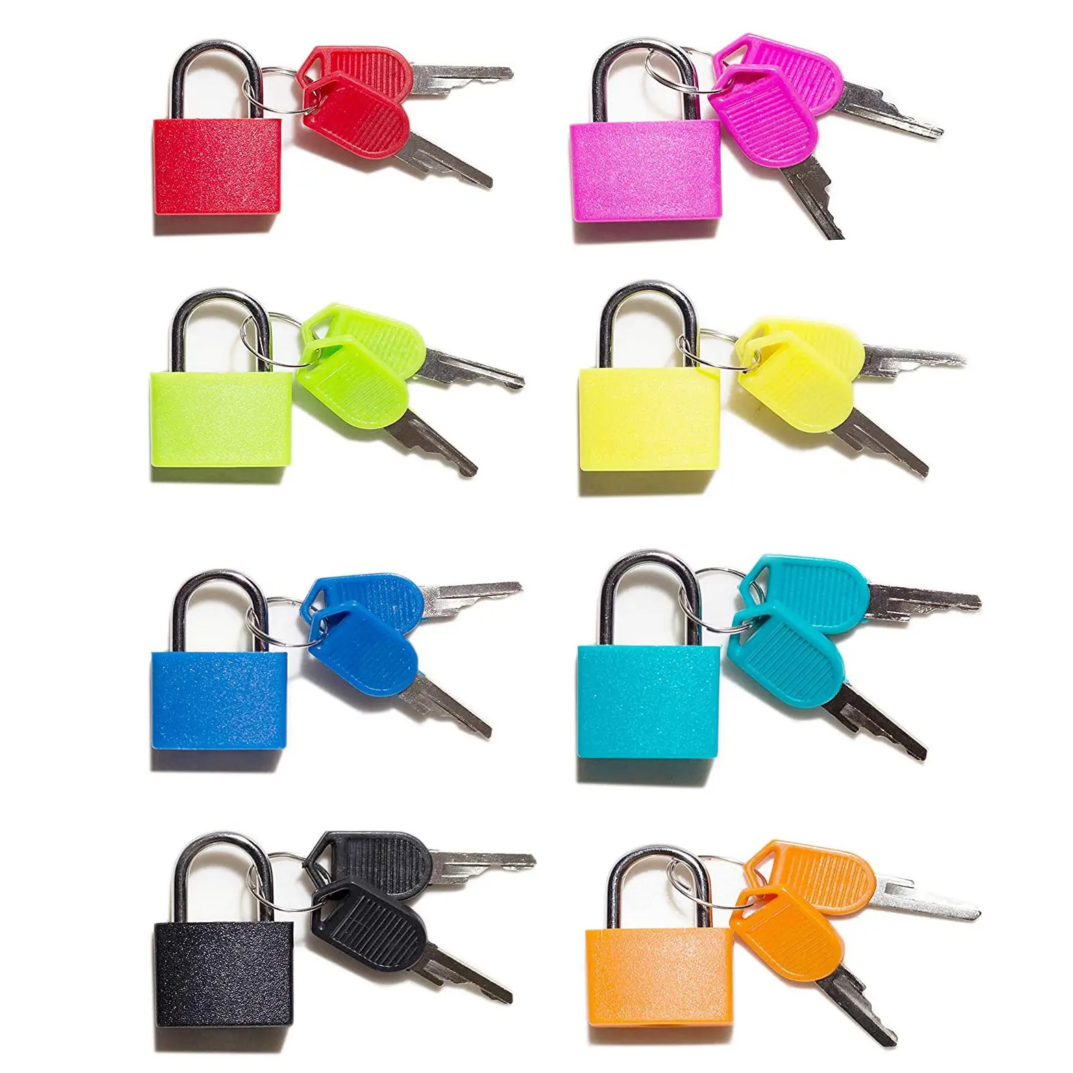 8 Pack Locks Small Padlock with Key Luggage Gym Locker Lock Mini Colorful Padlock for Outdoor School Home A