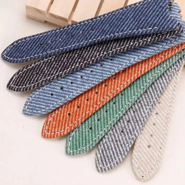 Leather Hybrid Strap For 25mm Notched Design PP5711/5726/5980 Patek Philippe Nautilus Fabric Denim Textured