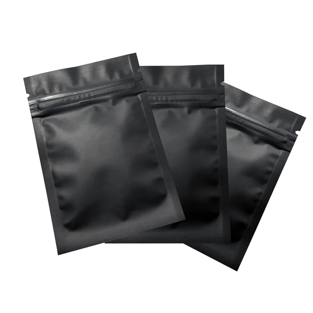 

Resealable Zipper Package Bags Matte Black Flat Zip Lock Powder Grain Storage Aluminum Foil Pouch