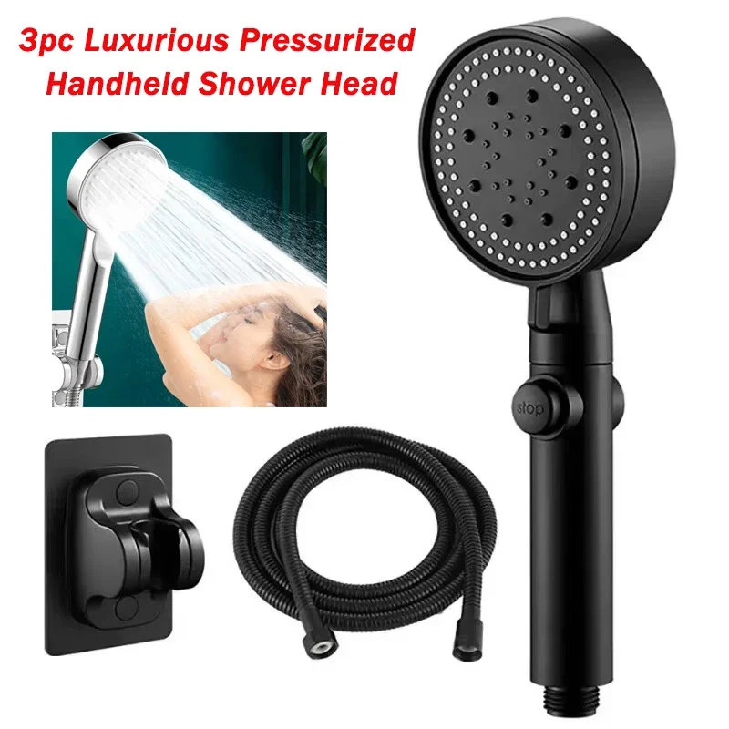 

Роскошная ручная насадка для душа под давлением, 3 шт., 5 режимов, регулируемый выход воды, термостатическое управление, полированная отделка, подвесная