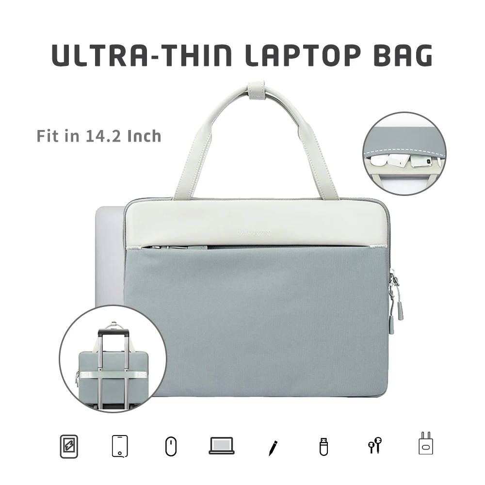 2025 حقيبة كمبيوتر محمول نسائية جديدة 13 14 بوصة حقيبة كمبيوتر لماك بوك اير برو حقيبة كمبيوتر محمول ذات سعة أكبر مع حقيبة جيب Fornt #4