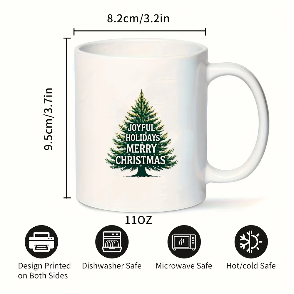 Taza de 11 oz + taza con diseño de árbol de Navidad, regalo de Navidad, taza para niños, juego de tazas de café para oficina familiar