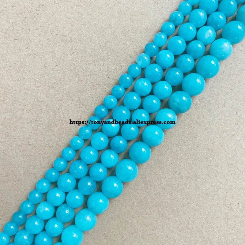 Natural Stone A Quality Aqua Amazonite Round Loose Beads 15\