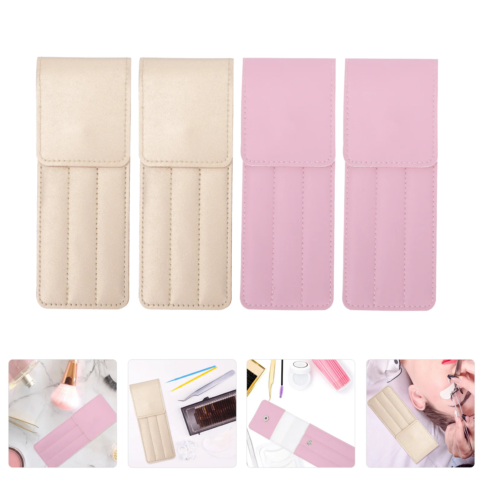 Étui de protection pour pinces à épiler, sac de rangement pour cosmétiques, housse pour outils, sacs pratiques pour le maquillage, étui de voyage en PU, 4 pièces