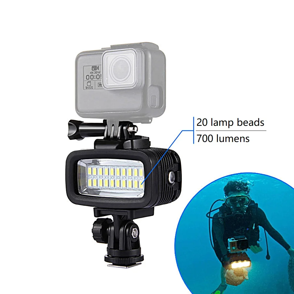 Mcoplus 40m/130ft Impermeabile Subacquea immersione LED luce di riempimento fotografia luce per Canon Nikon GoPro 10 9 8 6 5 4 action Camera
