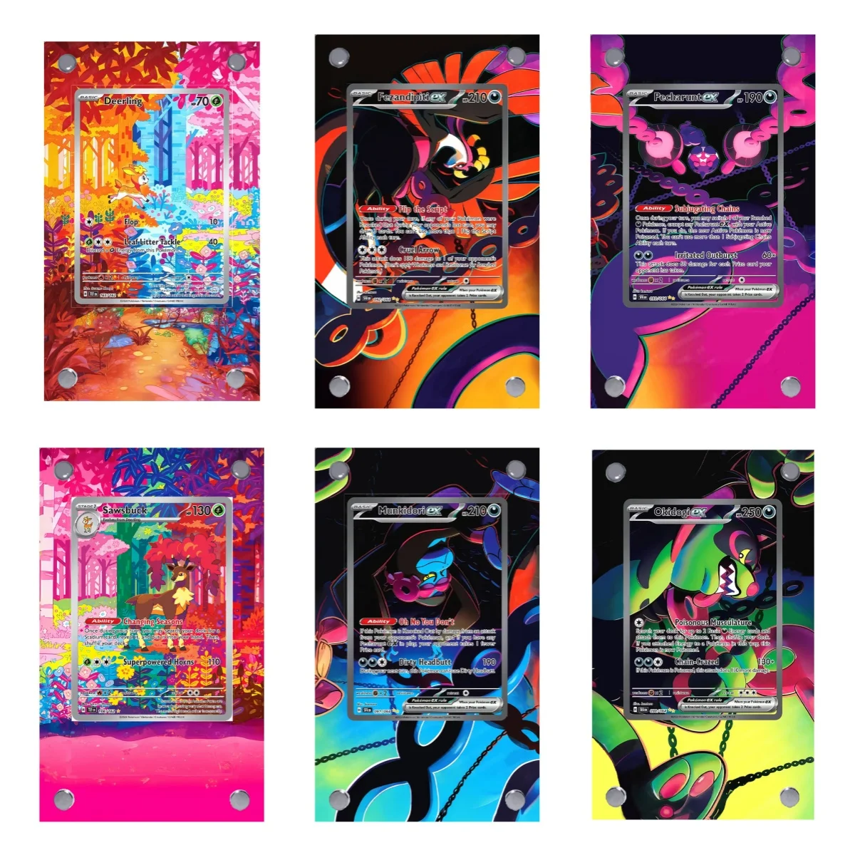 

Deerling Sawsbuck Pecharunt Okidogi Pokemon Acrylic Extended Painting Card Brick Anime Classics Game Collection Display Stand