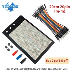 ZY-204 1600pts Breadboard 20cm Dupont Cable Kit 20/40Pin Male To Male Dupont Wire Bread Board DIY Electronic Kit