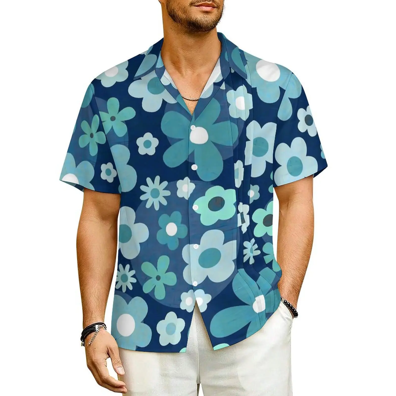 

Flower Power Beach Shirt Male Ditsy Floral Trendy Casual Shirts Hawaii Short-Sleeve Harajuku Graphic Plus Size Blouses Gift Idea