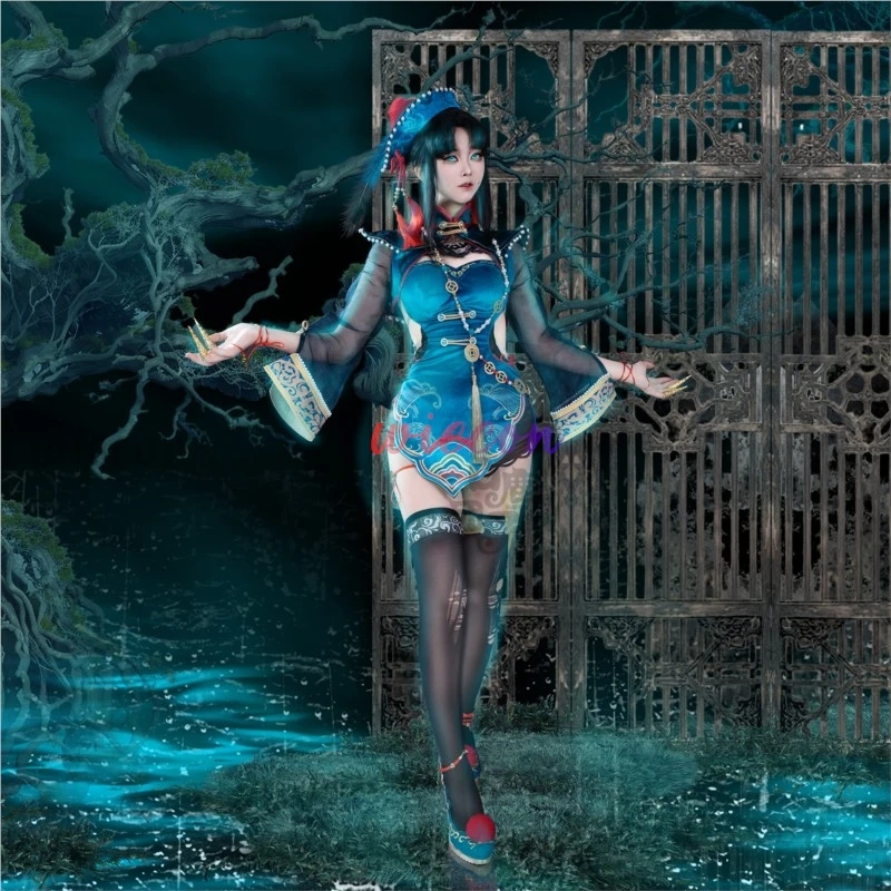 Game Naraka Bladepoint Cosplay Tessa Cute Little Zombie Skin Couture Cosplay Game Costume Wig Anime Halloween Party Suit